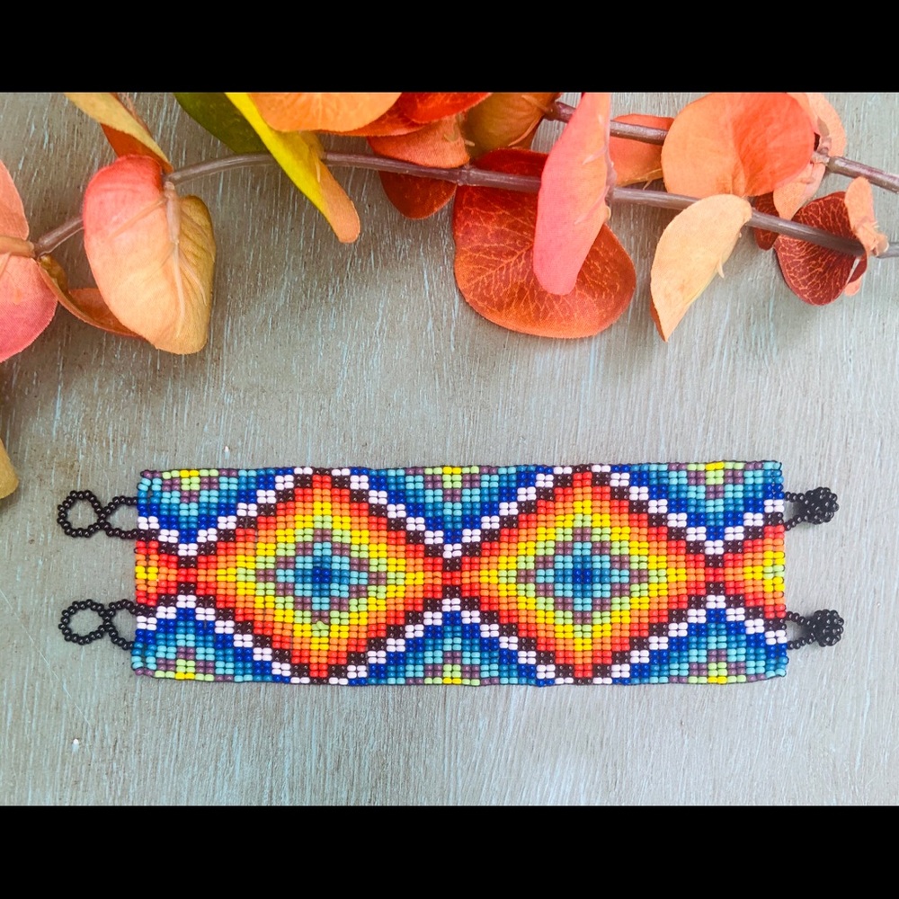 Huichol Beaded Eye of God Bracelet
